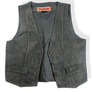 VTG Womens Foxmoor Leather Vest Gray SZ M